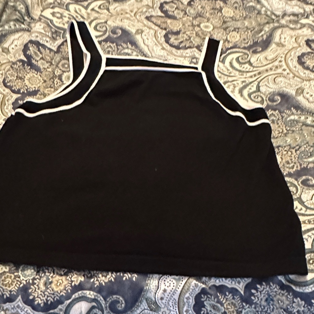 Halogen Black Tank Top with White Accents